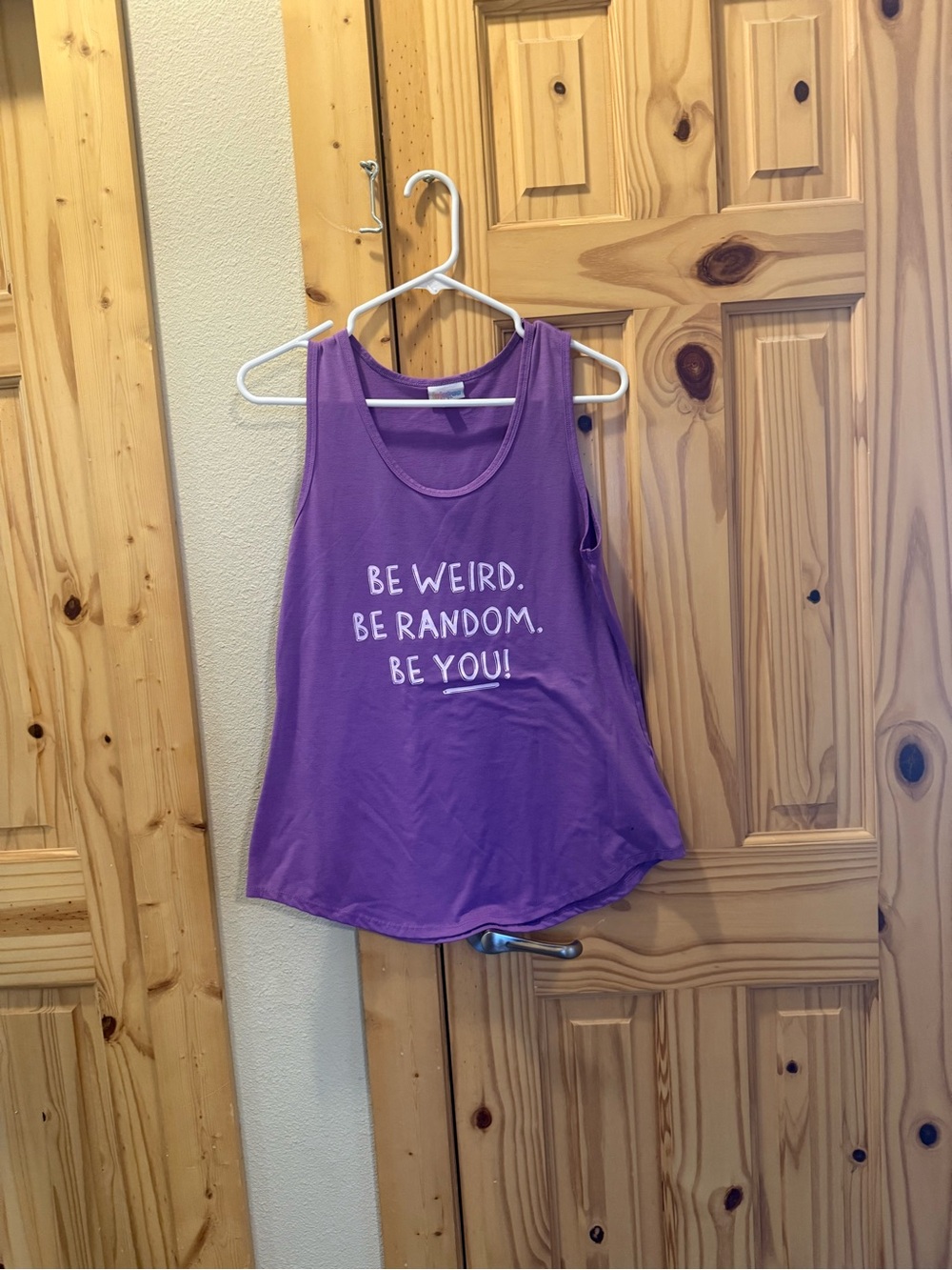 LuLaRoe Purple Tank Top with White Motivational Print